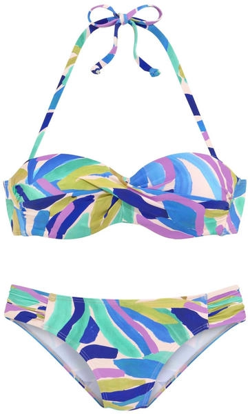 s Oliver Bügel Bandeau Bikini Set mit blau grünem Muster