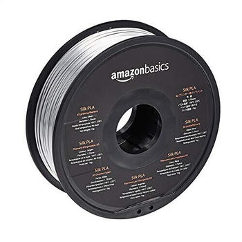 AmazonBasics Filament aus SILK-PLA-Kunststoff, 1.75 mm, 1-kg-Spule, silberfarben