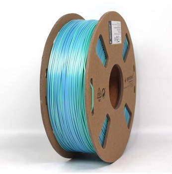 Gembird Filament, PLA Silk Rainbow, 1.75 mm, 1 kg (PLA, 1.75 mm, 1370 g, Blau, Grün), 3D Filament, Blau, Grün
