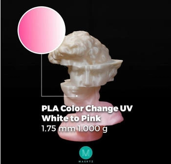 Maertz PLA Color Change UV White to Pink 1.75 mm 1.000 g