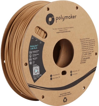 Polymaker PolyLite LW-PLA Filament 1.75mm 800g Wood Brown