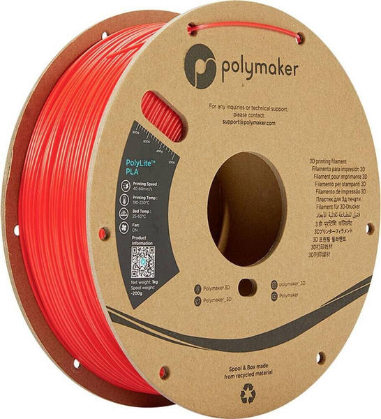 Polymaker PA02019 PolyLite Filament PLA 2.85mm 1000g Rot 1St.