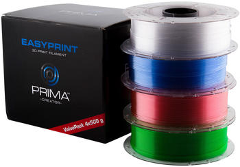 PrimaCreator EasyPrint PETG Value Pack - 1.75mm - 4x 500 g (Total 2 kg) - Clear, Rose, Light Blue, Green