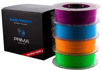 PrimaCreator EasyPrint PLA Value Pack Neon - 1.75mm - 4x 500 g (Total 2 kg) - Neon Blau, Neon Grün, Neon Orange, Neon Violett
