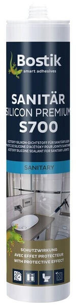 Bostik S700 Sanitärsilicon Premium 300ml Kartusche 1K Silikon Dichtstoff Zementgrau