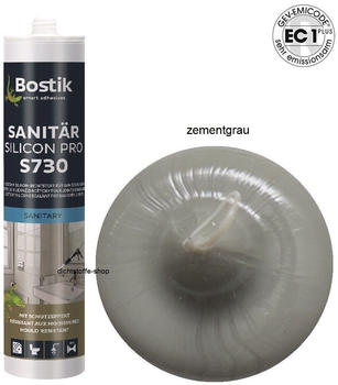 Bostik S730 Sanitär Silicon Pro 1K Silikon Dichtstoff 300ml Kartusche Zementgrau