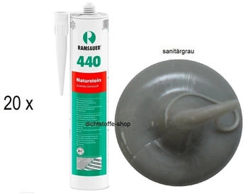 Ramsauer 20 x 440 Naturstein 1K Silikon Dichtstoff 310ml Kartusche sanitärgrau Ramsauer 20 x 440 Naturstein 1K Silikon Dichtstoff 310ml Kartusche sanitärgrau