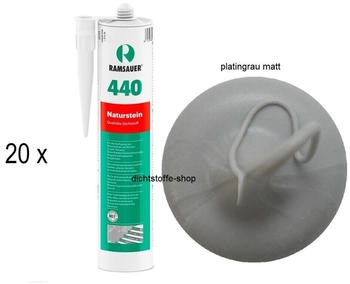 Ramsauer 20 x 440 Naturstein 1K Silikon Dichtstoff 310ml Kartusche platingrau matt Ramsauer 20 x 440 Naturstein 1K Silikon Dichtstoff 310ml Kartusche platingrau matt