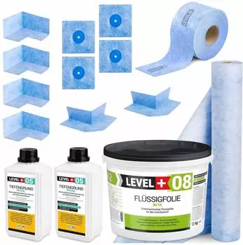 Hangato Abdichtungsset Bad/Dusche ~10m&sup2; Fl&uuml;ssigfolie 12kg, Dichtband 20m (SET41)