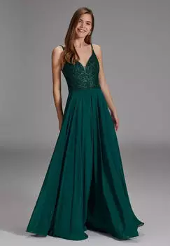Swing Modelle HEY KYLA Abendkleid aus Materialmix pine green