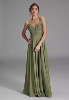 Swing Modelle HEY KYLA Abendkleid aus Materialmix moss green