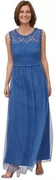 Vila VILYNNEA Maxi Kleid Königsblau Detail Elastisch