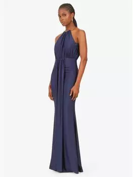 Kraimod Abendkleid Drapierung und Rückenausschnitt navy