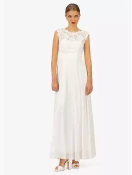 Kraimod Abendkleid hohem Rundhalsausschnitt weiß