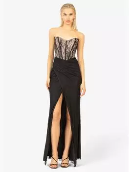 Kraimod Abendkleid Slim Fit beige/schwarz