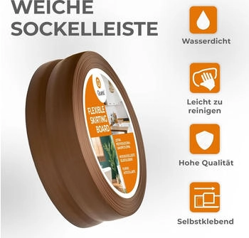 Quest Weichsockelleiste Selbstklebend 15x15mm 25m dunkelbraun