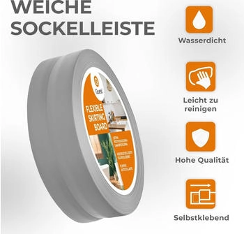 Quest Weichsockelleiste Selbstklebend 30x30mm 25m grau