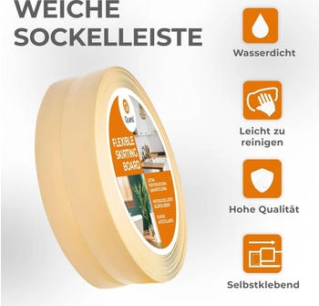 Quest Weichsockelleiste Selbstklebend 30x30mm 15m creme