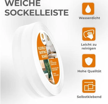 Quest Weichsockelleiste Selbstklebend 18x18mm 15m weiß