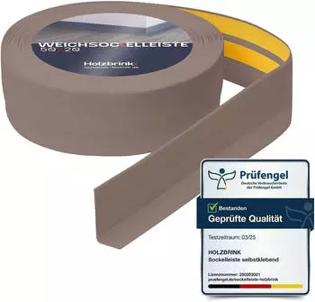 Holzbrink Weichsockelleiste selbstklebend PVC 50x20mm, 25m, Cappuccino (SW10468.4)