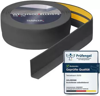 Holzbrink Weichsockelleiste selbstklebend PVC 50x20mm, Dunkelgrau, 20m (SW10469.3)