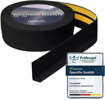 Holzbrink Weichsockelleiste selbstklebend PVC 50x20mm, 100m, Schwarz (LJ001536)
