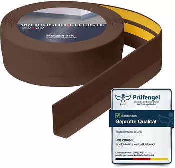 Holzbrink Weichsockelleiste selbstklebend PVC 50x20mm 15m Schokolade (SW10475.2)