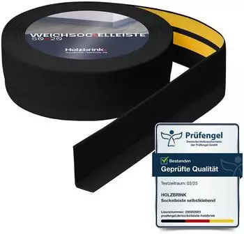 Holzbrink Weichsockelleiste selbstklebend PVC 50x20mm, 10m, schwarz (SW10466.1)