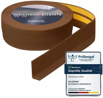 Holzbrink Weichsockelleiste selbstklebend PVC 50x20mm, Eiche Dunkel, 10m (SW10470.1)