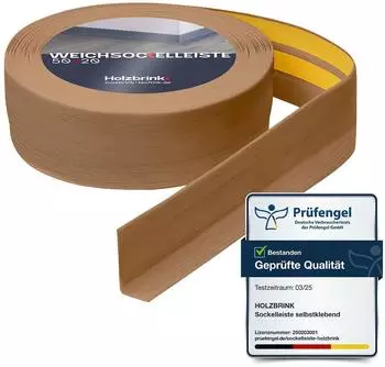 Holzbrink Weichsockelleiste selbstklebend PVC 50x20mm 20m Eiche Hell (SW10471.3)