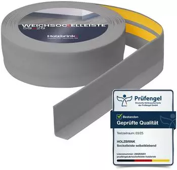 Holzbrink Weichsockelleiste selbstklebend PVC 50x20mm, 10m, hellgrau (SW10472.1)
