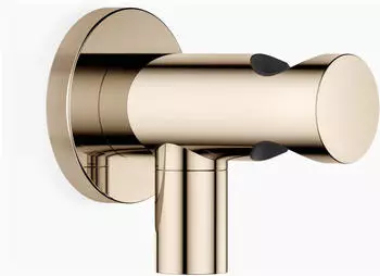 Dornbracht Wandanschlussbogen mit integriertem Brausehalter, runde Rosette 60mm, Champagne (22kt Gold) (28490660-47)