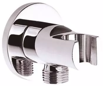 Aloni Wandanschlussbogen mit Brausehalter und Schlauchanschluss, Messing verchromt, 1/2" x 1/2" (A03-01)