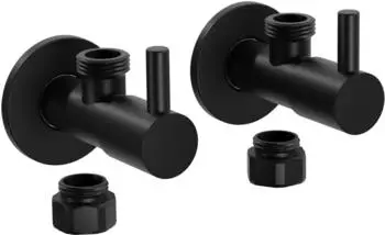 Bernstein Design-Eckventil 2er-Pack, Schwarz matt, Anschluss 3/8", inkl. Rosette (7009)