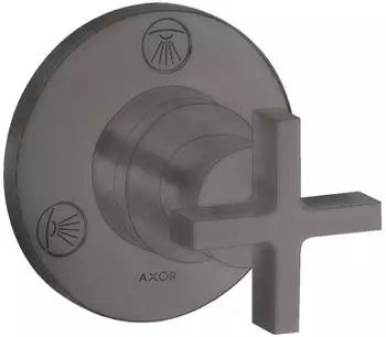 Hansgrohe Citterio Trio/Quattro Ab- und Umstellventil Unterputz, Kreuzgriff, schwarz chrom geb&uuml;rstet (39925340)