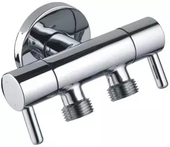 Aloni Doppel-Eckventil Messing verchromt 1/2" x 3/8" x 3/8" (TM69140)