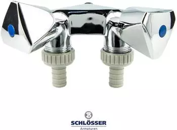 Schlösser Doppelventil Geräteventil 2 Abgänge Wandmontage 1/2" verchromt (17791550001)