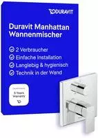 Duravit Manhattan Einhebel-Wannenmischer Unterputz mit Umsteller, Badarmaturen,