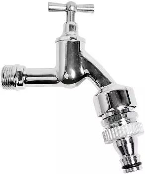 Kirchhoff 2-Wege-Auslaufventil Messing, Knebelgriff, 1/2"AG x Gardena Click, chrom (70023625-0)