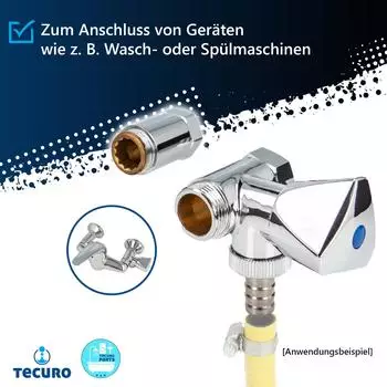 tecuro Batterie-Ger&auml;teventil Anschlussventil f&uuml;r Wandarmaturen, Kaltwasser (22285)
