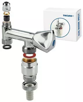 tecuro Ger&auml;tezusatzventil Eckfix mit Rohrbel&uuml;fter 3/8x3/4 Zoll, Messing chrom (22255-RB)
