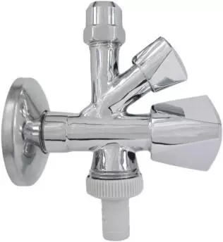 Aquacraft Kombi-Eckventil selbstdichtend 3/8" mit Kunststoff-T&uuml;lle und Rosette, chrom (1001000120)