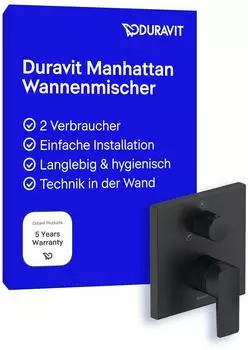 Duravit Manhattan Einhebel-Wannenmischer Unterputz mit Umsteller, schwarz matt (MH5210012046)