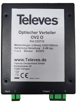 Televes Optischer 2-fach Verteiler OV2O SC/APC (233710)