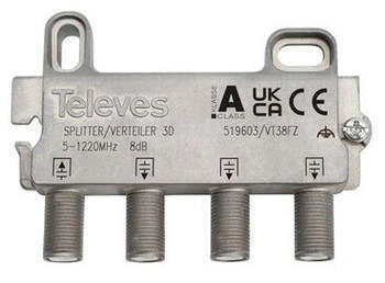 Televes 3-fach Verteiler VT38FZ 5-1218 MHz 8 dB (519603)