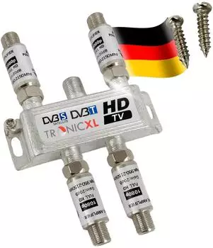 TronicXL 4-fach SAT-Splitter Antennenverstärker 80dB DVB-S2/T2 (TR-SAT-AMP-X4)