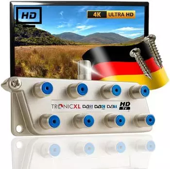 TronicXL 8-fach Antennenverteiler DVB-C/DVB-T2 SAT Splitter (TR-8SPLT)