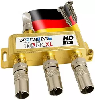 TronicXL Breitband Kabel-Verteiler 3-fach BK CATV DVB-S/S2/T/C Full HD 4K