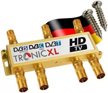 TronicXL Antennenverteiler 6-fach Koax Splitter 4K UHD (TR-6SPLTGold6)
