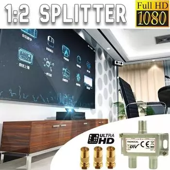 TronicXL 2-fach Koax Antennenverteiler F-Stecker SAT/DVB 4K